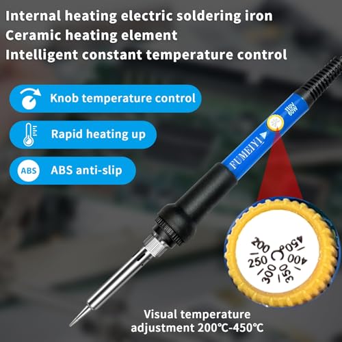 Soldering Iron Kit, 21-in-1 with Adjustable Temperature, 5 Soldering Tips, 60W Soldering Iron, Solder Wire, Desoldering Pump, Stand - A Welding for Electronic Hobbyist DIY with 110V US Plug - color: Light Blue