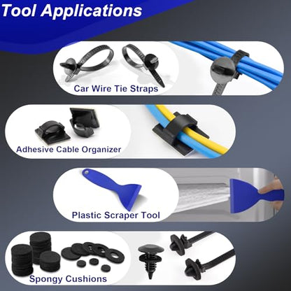 Doaho 238Pcs Trim Removal Tool,Fastener Remover Plastic Pry Tool Kit,Adhesive Cable Clips Auto Push Pin Bumper Retainer Clip Set with Storage Bag for Panel,Radio,Stereo,Audio,Dash, Window - color: Blue-238pcs Trim Removal Tools