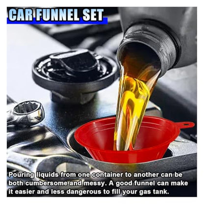 3 PCS Automotive Oil Funnels Set, Wide Mouth Fuel Funnel with Removable Flexible Long Hose, Plastic Right Angle Funnels for Water, Fuel, Oil Change Transmission
