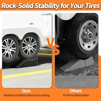 2 Piece Tandem Wheel Ramp, Portable Car Service Ramp, 5.5in Tire Lift Trailer Wheel Jack RV Flat Tire Ramp, for Routine Tire Replacement Repairs