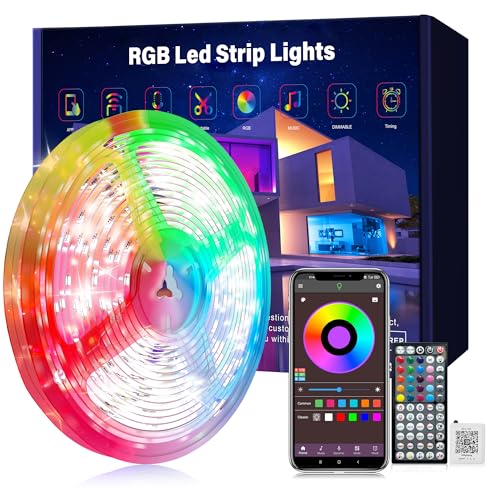 Ledagic Led Lights for Bedroom 100ft Music Sync Color Changing Led Strip Lights with Remote and App Control RGB Led Light Strip for Home Party Room Decor - size: 100ft