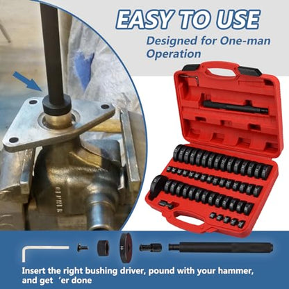 52 in 1 Custom Bushing Driver Set Custom Bushing Bearing & Seal Driver Set Installer Bush Removal Puller Bearing Press Tool Kit Transmission Wheel Axle Bearing Race Seal