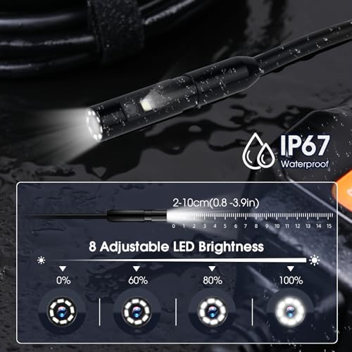 Dual Lens Endoscope – 1080P Borescope with 32.8FT Cable & 4.3" Screen | 7.9mm IP67 Waterproof Probe, 8 LED Lights, Semi-Rigid Cable, Ideal for Sewer & Auto Inspection, Tools & Accessories - size: 32.8FT, style: Dual Lens