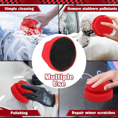 Synthetic Clay Bar Sponge, Luxiv Red Magic Car Clay Bars Auto Detailing with Hexagonal Handle Clay Bar Ball for Car Detailing Smooth, Clean