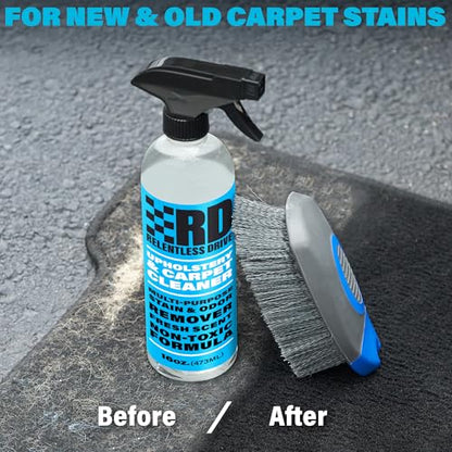 Relentless Drive Car Carpet & Upholstery Cleaner Kit – Seat Cleaner | Car seat shampoo, upholstery stain remover, carpet cleaning kit with brush