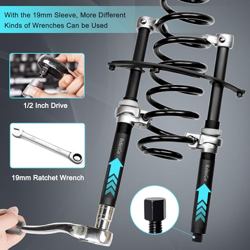 ReluxGo Coil Spring Compressor Tool Automotive 2 pcs Heavy Duty Macpherson Strut Spring Compressor Set with Safety Bracket for Car Truck ATV UTV, 2200 LB Capacity, Coil Spring Compression Tool - size: 3PCS Spring Compressor Set