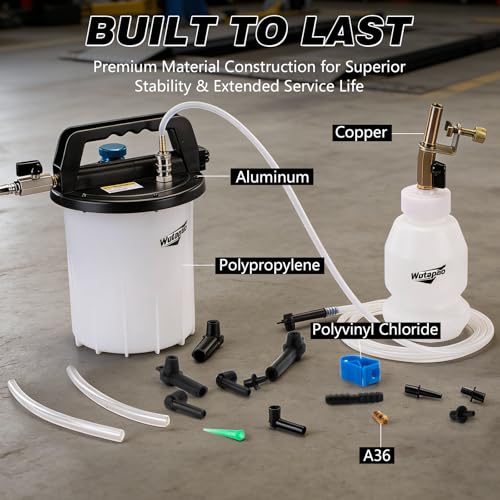 3L Vacuum Brake Bleeder Kit with 1L Refilling Bottle for Brake Fluid Bleeding – One-Person Operation, Includes 13 Adapters and Air Coupler, Brake Bleeding Tool for Various Vehicles and Motorcycles