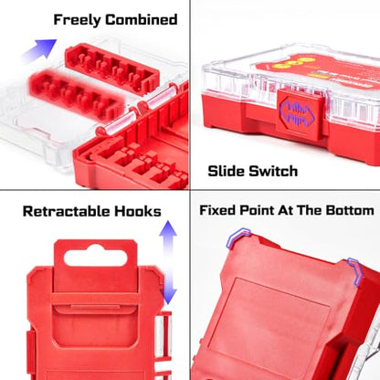 Geinxurn 40Pieces Impact Screwdriver Bits Set, Magnetic S2 Steel Phillips/Square/Torx Insert Power Bits Tips,Impact Bit Holder with Storage Box Case - style: 40pcs-Rd/Pk