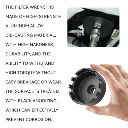 64mm Oil Filter Wrench for Toyota Oil Filter Socket Wrench Set Heavy Duty 14 Flute Cap Style Removal Tool for Toyota 4 Runner RAV4 Highlander Lexus Camry Tundra Sienna Fits 2.5-5.7L Engine(Black)