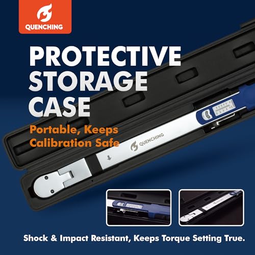 QUENCHING Torque Wrench 1/2 Inch Drive, Split Beam Design with ±4% Accuracy, Dual Scale ft-lb & Nm, 15° Flex Head, CR-V Steel, Pre-Calibrated, with Storage Case - size: 1/2"DR. 40-250 FT-LB