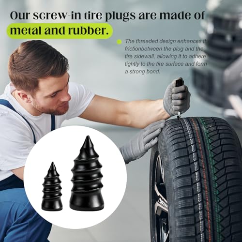 NACHLYNN 40 Pcs Tire Repair Rubber Nail Kit Tire Repair Nails with 2 Sizes and Screwdriver for Car Motorcycle Truck