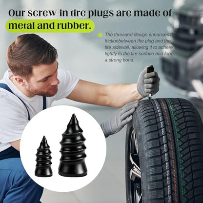 NACHLYNN 40 Pcs Tire Repair Rubber Nail Kit Tire Repair Nails with 2 Sizes and Screwdriver for Car Motorcycle Truck