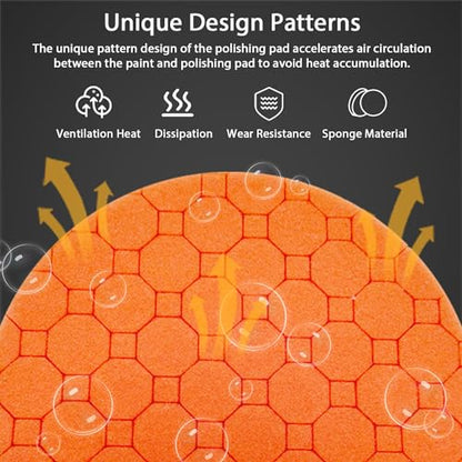 Buffing Polishing Pads, 5Pcs 5.5 Inch Face for 5 Inch Backing Plate Compound Buffing Sponge Pads with Hex Logic Pattern,Cutting Polishing Pad Kit for Car Buffer Polisher,Polishing and Waxing - color: 5pcs-5Inch