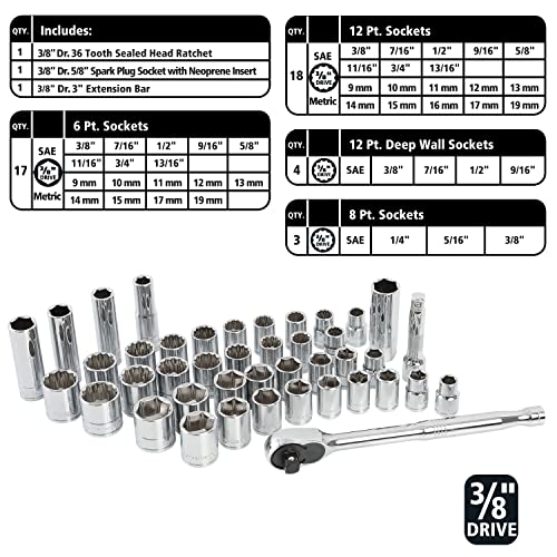 GreatNeck 82-Pc Mechanic Tool Set, SAE & Metric Socket and Ratchet Set, Mechanic Gifts, Tool Box with Tools, 1/4", 3/8", 1/2" Drive, Durable Storage Case - style: 82-Piece Mechanic's Set