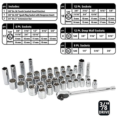GreatNeck 82-Pc Mechanic Tool Set, SAE & Metric Socket and Ratchet Set, Mechanic Gifts, Tool Box with Tools, 1/4", 3/8", 1/2" Drive, Durable Storage Case - style: 82-Piece Mechanic's Set