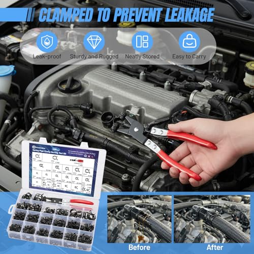 Housolution 400PCS 6-35mm Spring Hose Clamps, 20 Sizes Spring Pipe Clamps with Hose Clamp Pliers, Pipe Clamp for Automotive, Fuel Lines, Silicone,Vacuum Hoses and Mechanical Applications - style: Spring Hose Clamps