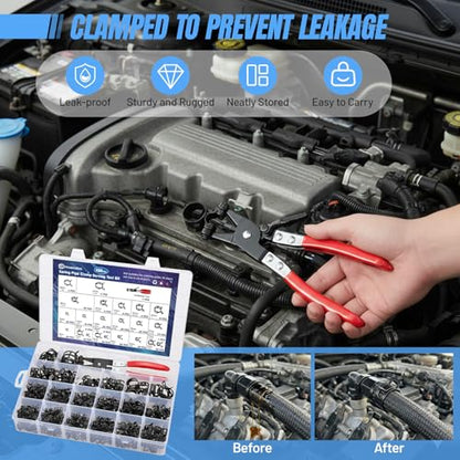 Housolution 400PCS 6-35mm Spring Hose Clamps, 20 Sizes Spring Pipe Clamps with Hose Clamp Pliers, Pipe Clamp for Automotive, Fuel Lines, Silicone,Vacuum Hoses and Mechanical Applications - style: Spring Hose Clamps