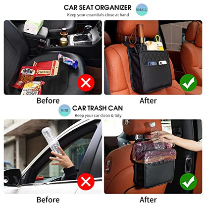 FrgKbTm 2Pack Car Seat Back Hanging Bag Car Document Holder Multi-Pocket Bottle Bag Storage Waterproof Pu Leather Box Organizer Travel Tidy Pouch Pocket Kids - color: Black A x2
