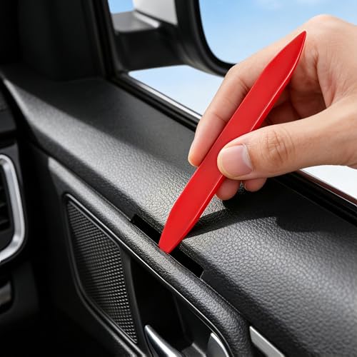 EldHus 5 Pcs Car Trim Removal Tool Kit Upholstery Tools, Auto Clip Removal Pry Tool for Door Dash Dashboard Panel Fastener Remover, Push Pin Puller Body Repair Tools, Red - color: red