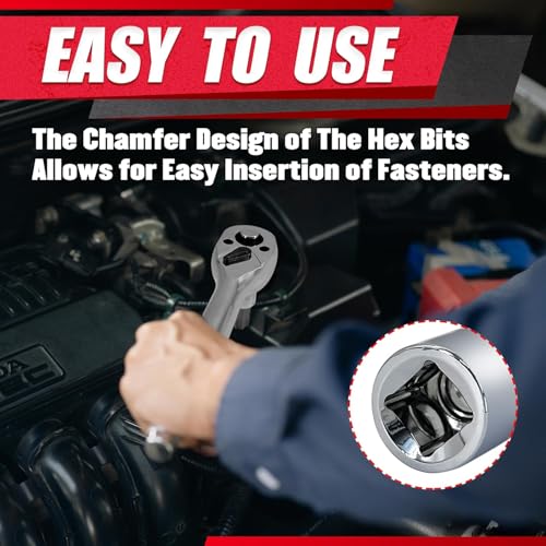 EACELIY 64PCS 1/4,3/8&1/2” Master Torx Bit Socket Set and External Torx Socket Set,E4-E24,T6-T70,TT6-TT70,TP8-TP60,Adapters,S2 and Cr-V Steel - size: 64PCS