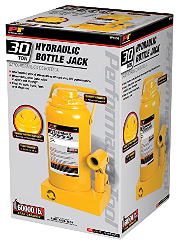 Performance Tool W1636 30 Ton (60,000 lbs.) Heavy Duty Hydraulic Bottle Jack, Range: 11 1/4-Inch to 18 1/4-Inch - size: 30-Ton