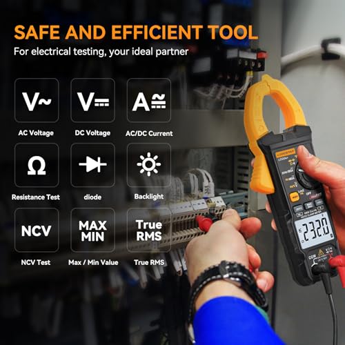 Digital Clamp Meter Multimeter 2000 Counts Voltage Tester with Auto-Range, AC/DC Voltage, AC Current, Resistance, Continuity Diode, Live Wire Test, NCV, True RMS clamp Meter AC Current Meter LD201+ - style: LD201+ 2000 Counts AC Current