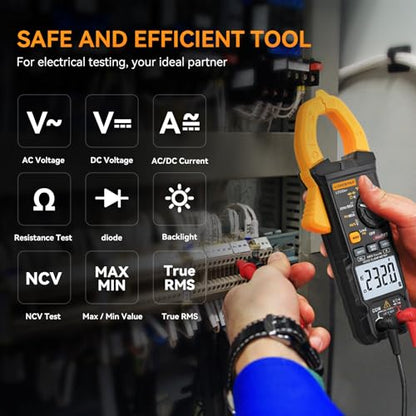 Digital Clamp Meter Multimeter 2000 Counts Voltage Tester with Auto-Range, AC/DC Voltage, AC Current, Resistance, Continuity Diode, Live Wire Test, NCV, True RMS clamp Meter AC Current Meter LD201+ - style: LD201+ 2000 Counts AC Current