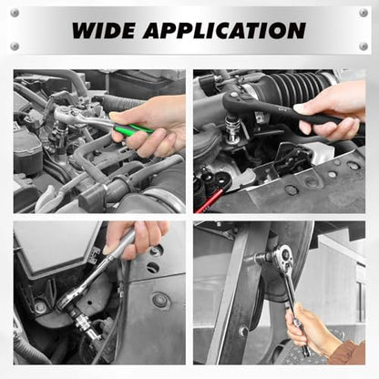 SWANLAKE GARDEN TOOLS 7-Piece Impact Swivel Socket Adapter Set, 1/4" 3/8" 1/2" Drive Universal Joint Socket Set CR-MO Steel, Wobble Joint Sockets Reducer with Magnetic Aluminum Sockets Rail - style: 7-Piece Socket Adapter