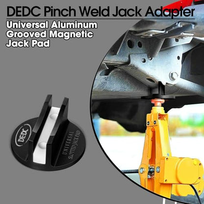 DEDC Universal Aluminum Grooved Magnetic Jack Pad Black 1 Pc, Jacking Puck Pinch Weld Frame Rail Adapter, Jack Accessories for Mechanics - color: Black 1 Pc