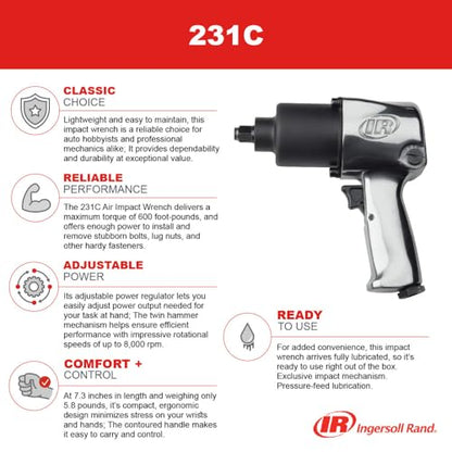 Ingersoll Rand 231C 1/2-Inch-Drive Air Impact Wrench - size: 1/2" Impact - Front Exhaust