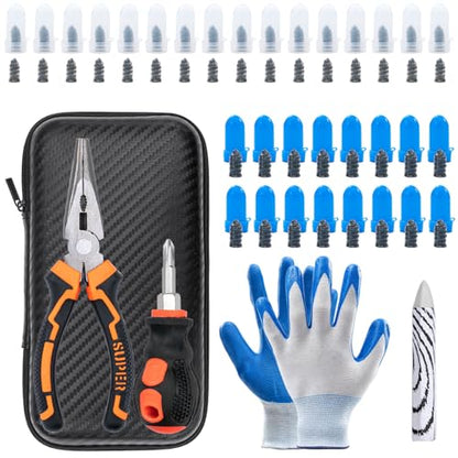 100PCS Tire Repair Kit, No Tire Removal Needed, Heavy Duty Tire Plug Kit with Tire Patch, Screwdriver & Pliers, Portable Tubeless Tire Repair Tool Set for Car, Truck, Motorcycle, SUV