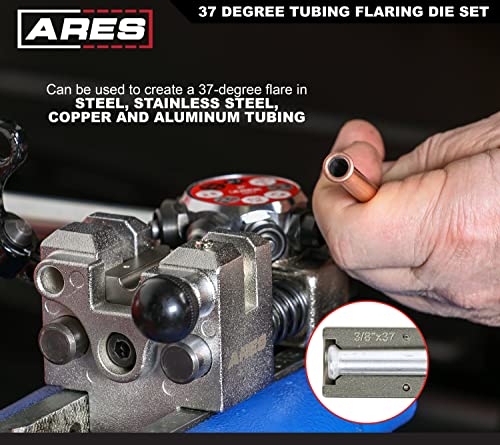 ARES 18077 – 37 Degree Professional Flare Die Set – for Use with Professional Brake Line Flaring Tools – Use with Flaring Tool to Form Flares in Steel, Stainless Steel, Copper, and Aluminum Tubing - size: 37 Degree Tubing Flaring Die Set