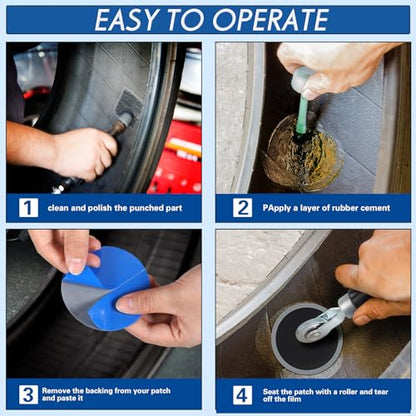 Zhengmy 60 Pieces Tire Patches 80 mm Tire Repair Unit with Tire Patch Roller Tire and Tube Patch Auto Repair Stitcher Tool Tire Repair Tools Tire Patches Kit for Car Truck Motorcycle - size: 80 mm