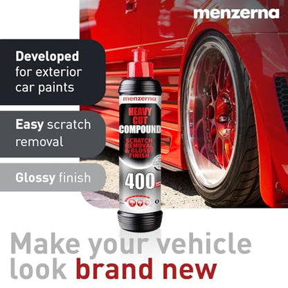 menzerna Scratch and Swirl Remover Kit I Car polishing Set with Menzerna Heavy Cut 400 (8oz) and 3,5 Inch Polishing Pad I Deep Scratch Repair Kit for All Types of Vehicles - style: 8oz + Pad