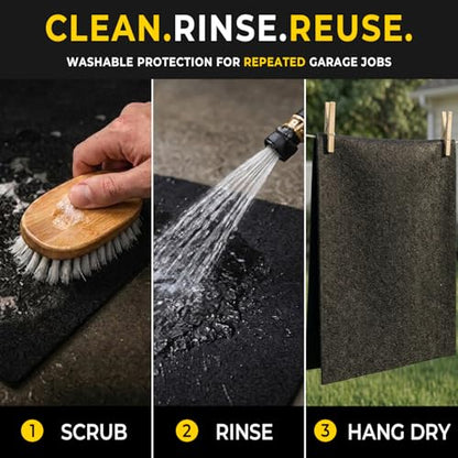 Golener Oil Spill Mat - Garage Floor Mat, Absorbent Oil Pad, Premium Maintenance Mat, Waterproof, Contain Liquid, Protect Garage Surface from Spill & Stain, Reusable, Washable, Durable, Black, 48”x96” - size: 4' x 8' (Rectangular)