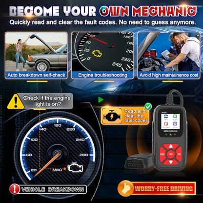 OBD2 Diagnostic Tool for All Vehicles from 1996 Onwards, Read & Solve Error Codes + Live Data Directly on the Display, Compatible with BMW, VW, Audi, Mercedes, CE Certified & Plug & Play - color: VP316