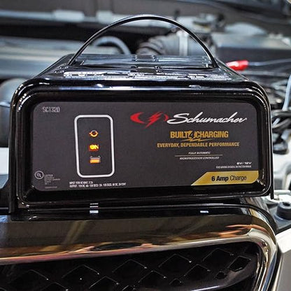 Schumacher Electric 6A Car Battery Charger and Maintainer, 3-in-1 Solution, for 6V/12V Power Sport, Automotive, and Marine Batteries, SC1320 - size: 6V/12V 6A Battery Charger and Maintainer