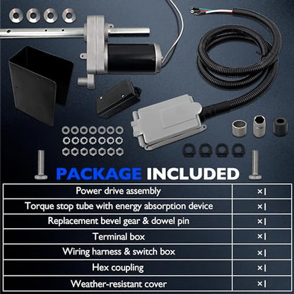 1824200100 Electric Powered Trailer Jack Kit - 12,000 lbs, 12V, Heavy-Duty Powered Drive Kit with Single Speed Jacks and Control Switch - Weather-Resistant for RVs, Campers, and Trailers