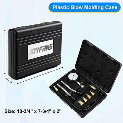 JoyFans 0-300 PSI Compression Tester Automotive Tool, Petrol Gas Engine Cylinder Pressure Test Kit with Gauge Adapter M10 M12 M14 M18 for Small Engine Cars Motorcycles Trucks SUVs Black - color: Black