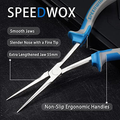 SPEEDWOX 7 Inches Long Reach Needle Nose Pliers Slim Extra Long Nose | Smooth Jaw Mini Precision Wire Looping, Fine Tips Pliers for Jewelry Making, Bending Wire and Small Object Gripping - style: Needle Nose Pliers