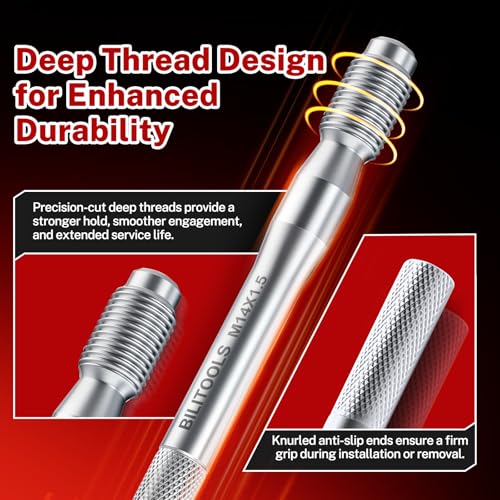 BILITOOLS 8pcs Wheel Hanger Alignment Pin Set, M12 & M14 for Lug Bolts | Carbon Steel, M12x1.25/1.5 & M14x1.25/1.5, Knurled Grip, Precision Threads, for BMW/Mercedes/VW/Audi/Ford/Volvo - style: Wheel Hanger Alignment Pin Set