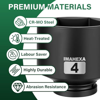 1" Drive Shallow Impact Socket,4 Inch SAE Jumbo Socket,CR-MO 6 Point for Easy Removal of Large Axle Nut（SAE) - size: 1 Inch Shallow 4", style: 1"Drive Shallow Impact Socket