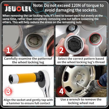G Wheel Locking Nut Key Compatible with Audi Series, (Socket OD 27mm - ID 25mm), Wheel Lock Nut Socket Adapter, Wheel Anti-Theft Lug Nut Removal Tool, Anti-Theft Screw Remover - size: Socket G