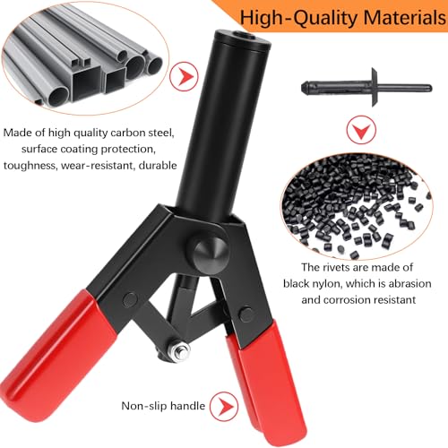 156Pcs Plastic Rivet Gun Kit, Professional Hand Riveter with 150 Nylon Rivets Clip (6 Sizes) & 5 Fastener Removal Tools, Universal Rivet Kit for Automotive/Electronics