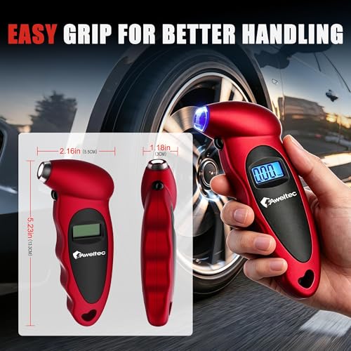 Digital Tire Pressure Gauge,Accurate Cars Air Gauge 150 PSI,Red | 0-150PSI Calibrated,Accurate in 0.1 Increments,4 Measurement Units,Backlight LCD&Nozzle Light,for Everyday Vehicles - color: Red(1PK), size: 1 Pack