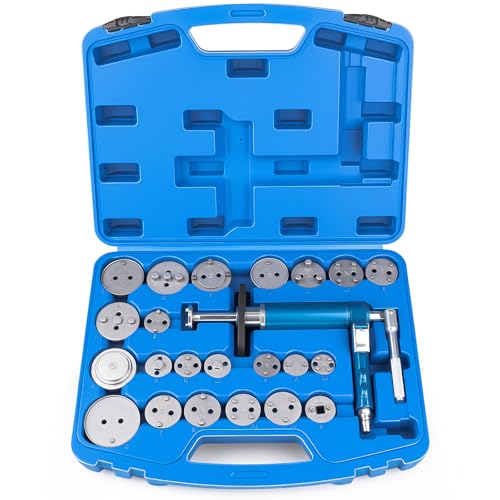 23PCS Pneumatic Brake Caliper Compression Tool Kit, Air Operated Brake Piston Wind Back Tool Set with Adapters for Brake Pad Replacement, Suitable for Automotive Maintenance and Repair