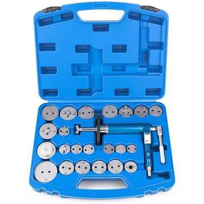 23PCS Pneumatic Brake Caliper Compression Tool Kit, Air Operated Brake Piston Wind Back Tool Set with Adapters for Brake Pad Replacement, Suitable for Automotive Maintenance and Repair