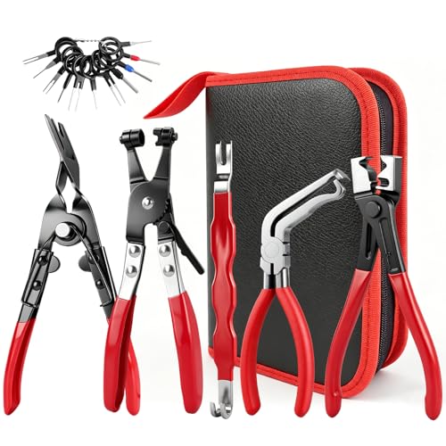 5PCS Electrical Disconnect Pliers Kit-Electrical Connector Removal Tool,Automotive Hose Clamp Pliers with Storage Case Hose Clip Removal Tool for DIY Car Owners,Car Repair & Maintenance