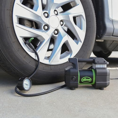 Slime 40031 Tire Inflator, Portable Car, SUV, 4x4 Air Compressor, Pro Power, Heavy Duty, with Analog 150 psi Dial Gauge, Long Hose and LED Light, 12V, 3 min inflation - style: Pro Power Analog