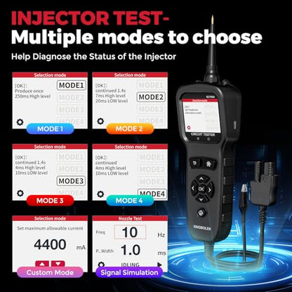 KINGBOLEN ECT600 Automotive Power Circuit Probe Tester with Battery/Relay/Fuel Inject Test, 12-24V Electrical Short/Open Circuit Finder, AC/DC Voltage,Component Activation, Oscilloscope Display,36FT | 12-24V Electrical Short/Open Circuit Finder Relay Fuel